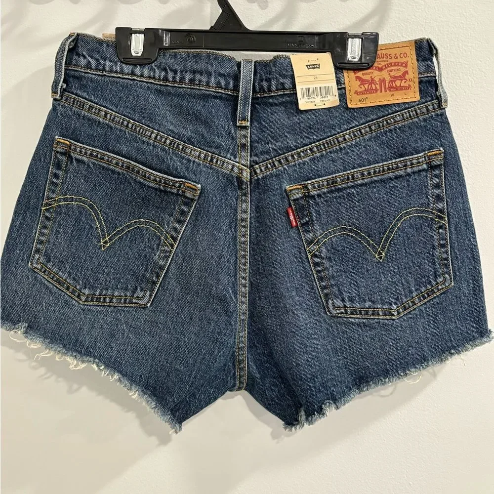Levi's Indigo Distressed Jean Button Fly Shorts